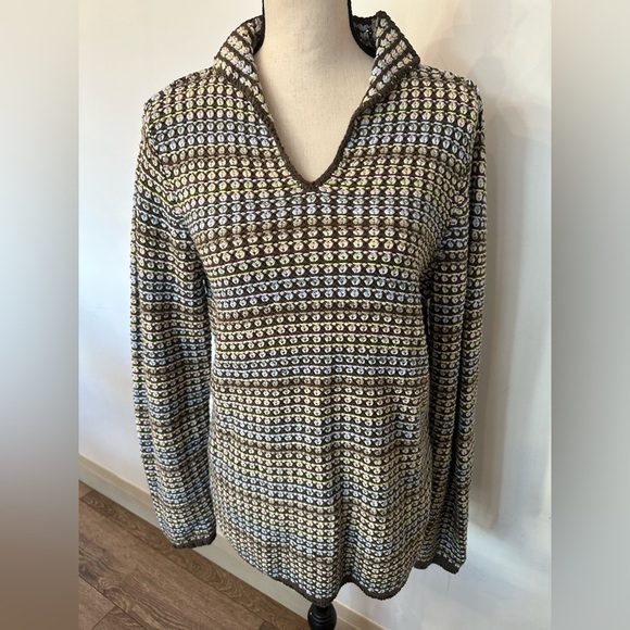 Liz Claiborne cotton knit, colourful sweater pullover vintage M - Picture 1 of 5